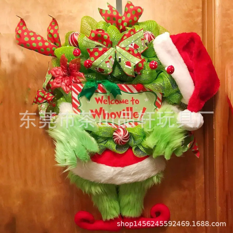 Green Monster Christmas Decorations – Wreath & Hanging Style Options
