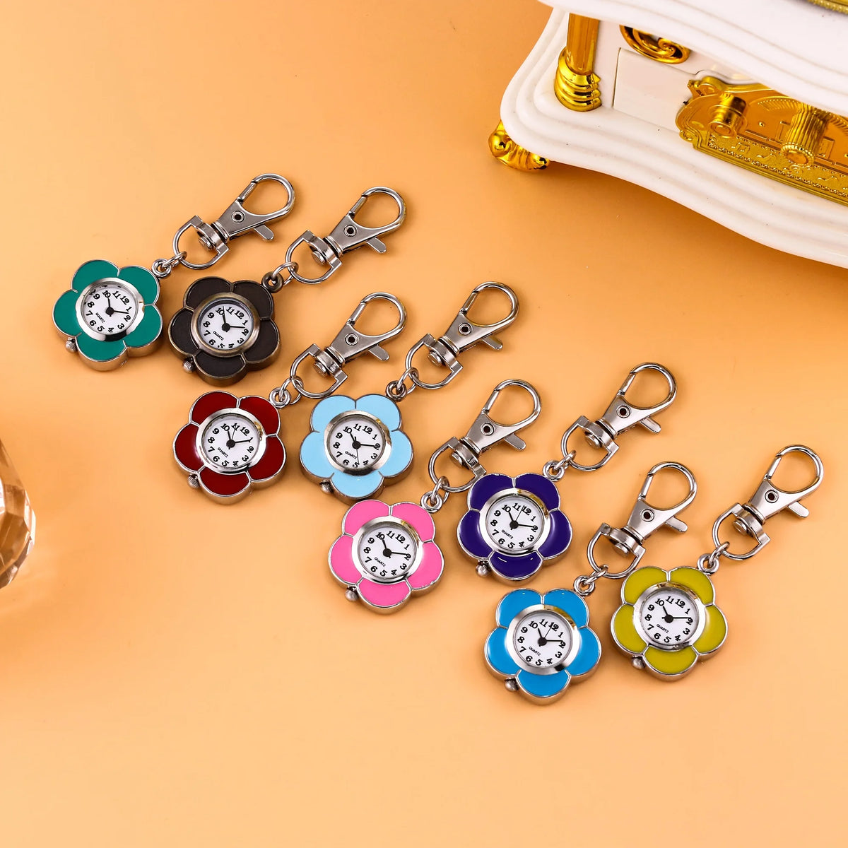 Colorful Flower Quartz Clip-On Watch