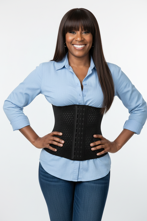 Black Perforated Trainer - Jeans & Open Shirt