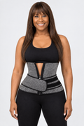 Illustrative image of Lisa wearing the gray waist trainer