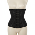 Black perforated waist trainer with hook-and-eye closure