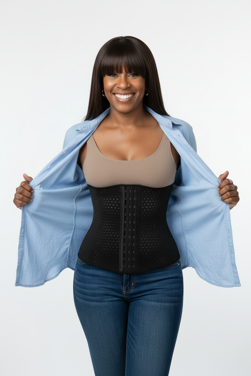 Perforated Trainer Under Open Shirt