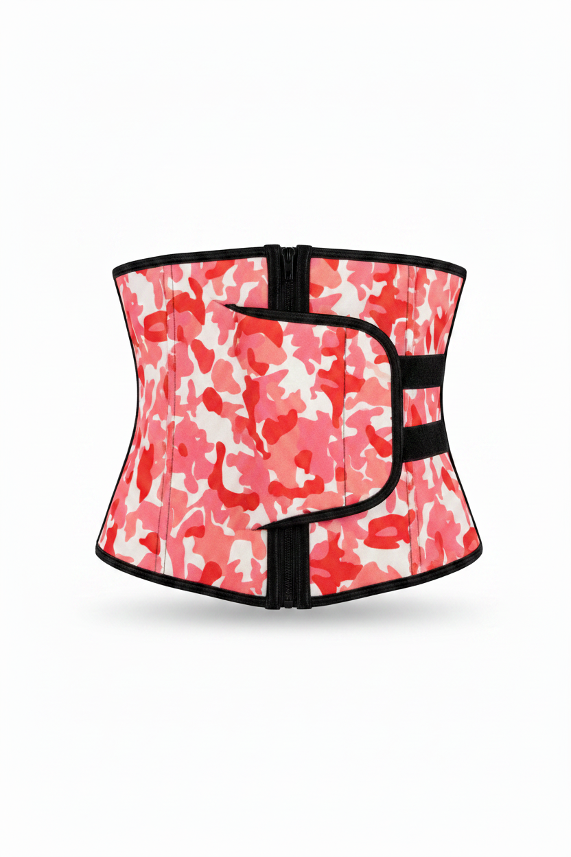 Red Pink Camo Waist Trainer – Fixed Straps